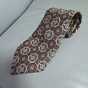 Vintage Chaps Ralph Lauren Necktie All Silk Red Green Blue Geometric Made in USA